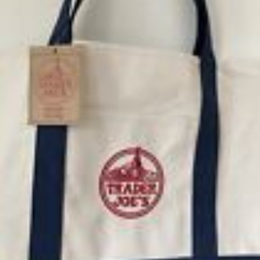 Trader Joe's Canvas Tote Bag NWT New With Tags Viral NAVY BLUE - Picture 2 of 5